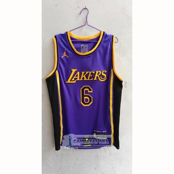 Camiseta Los Angeles Lakers LeBron James NO 6 Statement 2022-23 Violeta